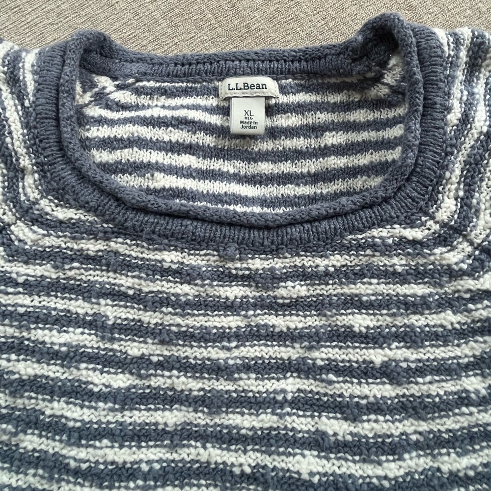 L.L. Bean Indigo Cotton Slub Rollneck Stripe Pullover Sweater. Women's Size: XL. - Picture 5 of 9